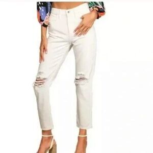 AFRM High Rise Ankle Jeans Womens SIze 24 White Denim Skinny Distressed NWOT